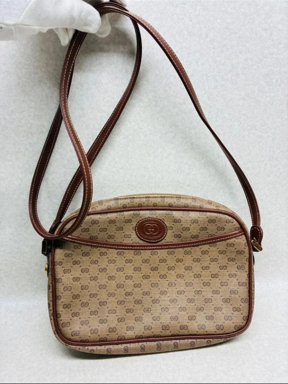 Gucci Beige/Brown Monogram Crossbody Bag